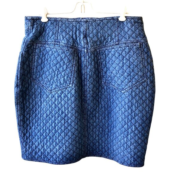 Perry Ellis Vintage 80's Blue Denim Skirt QUILTED - Picture 14 of 15